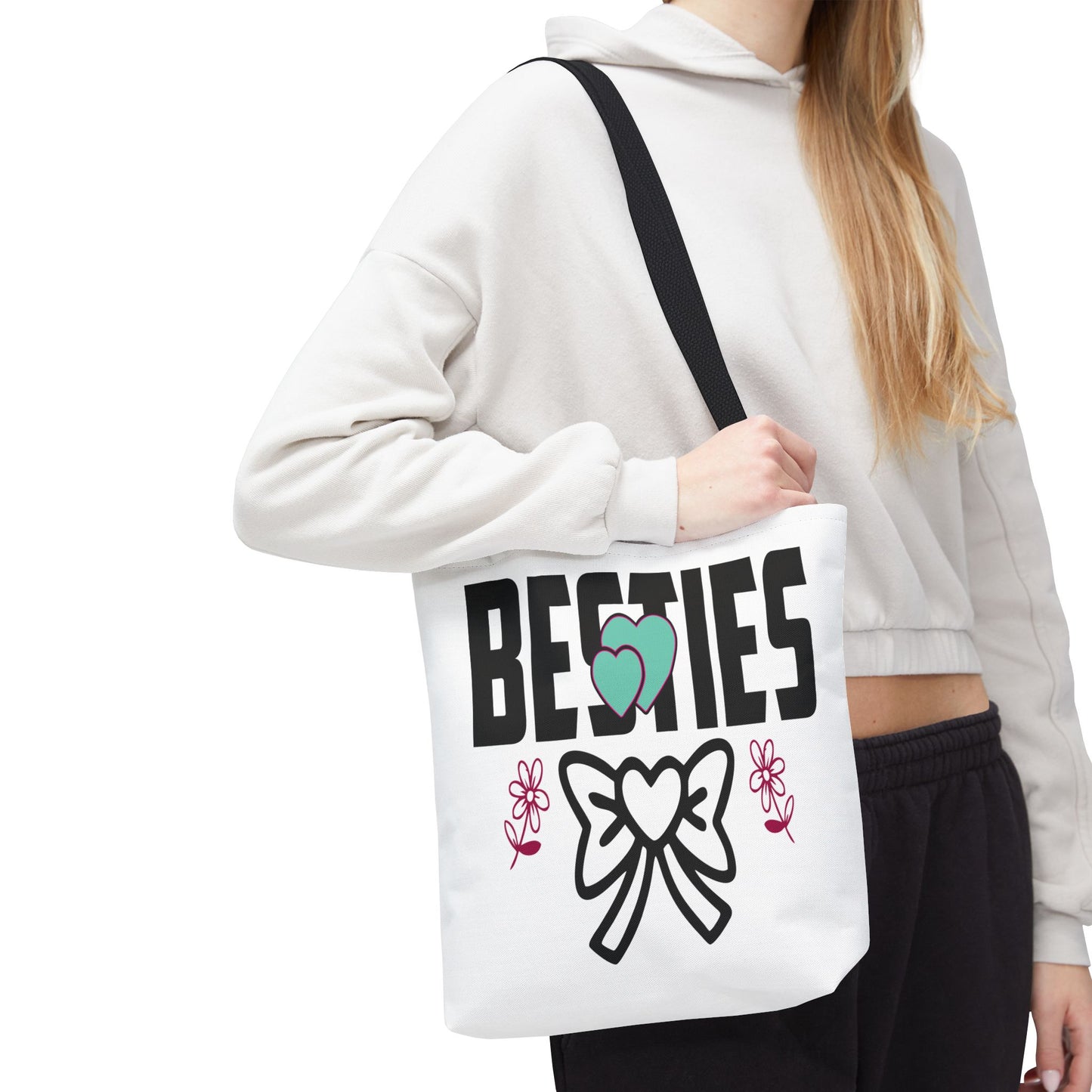 Besties Tote Bag | Heart Bow Friends Design