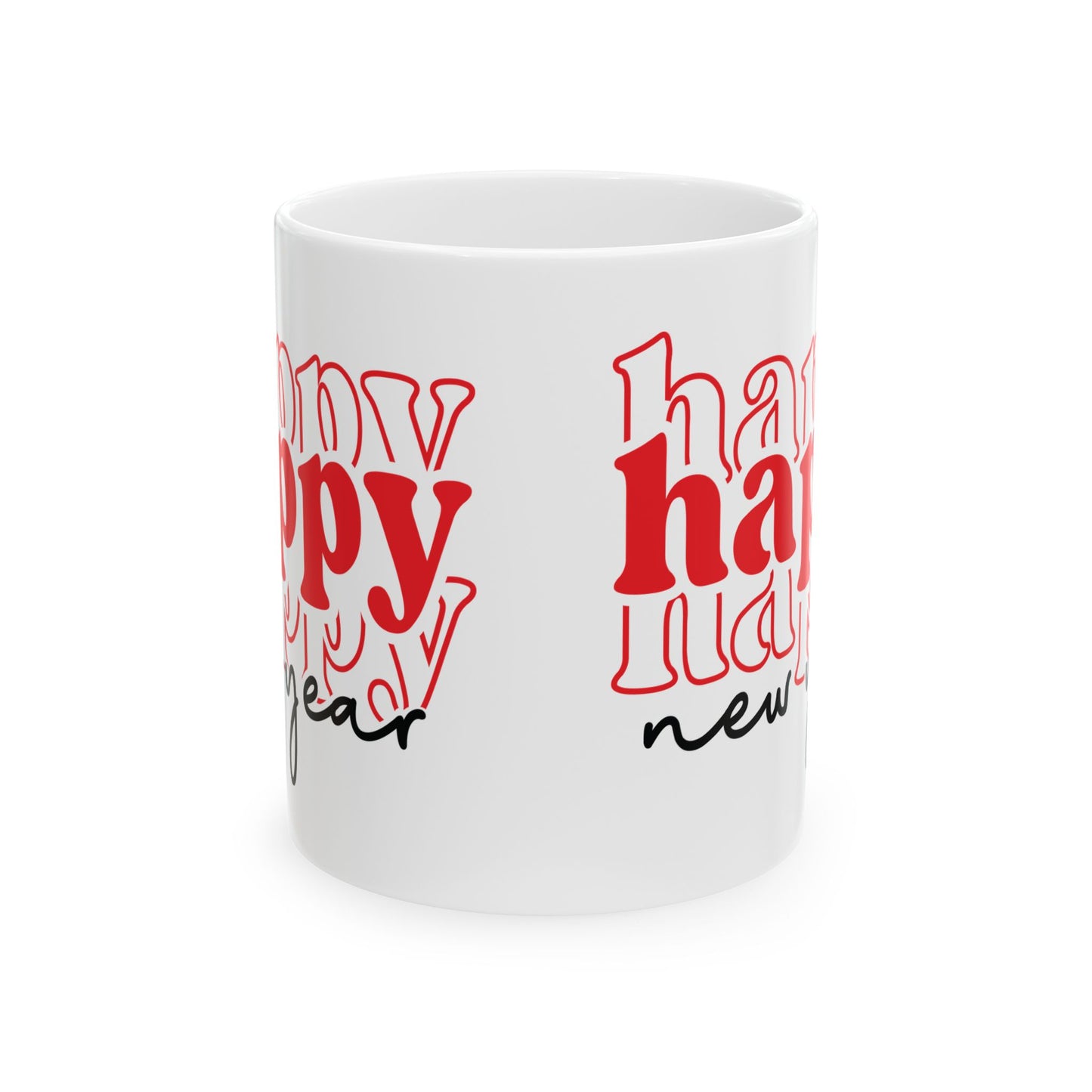 Happy New Year typography mug | Ceramic Coffee Cup 11oz 15oz