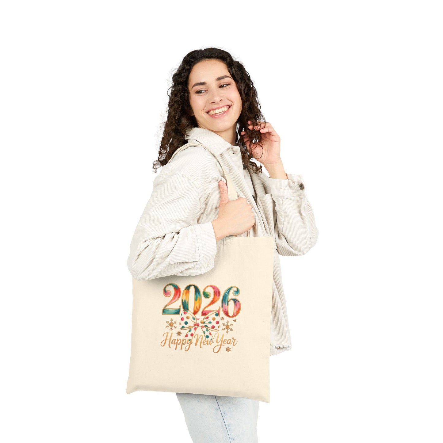 2026 Happy New Year Tote Bag | New Year Celebration Canvas Tote