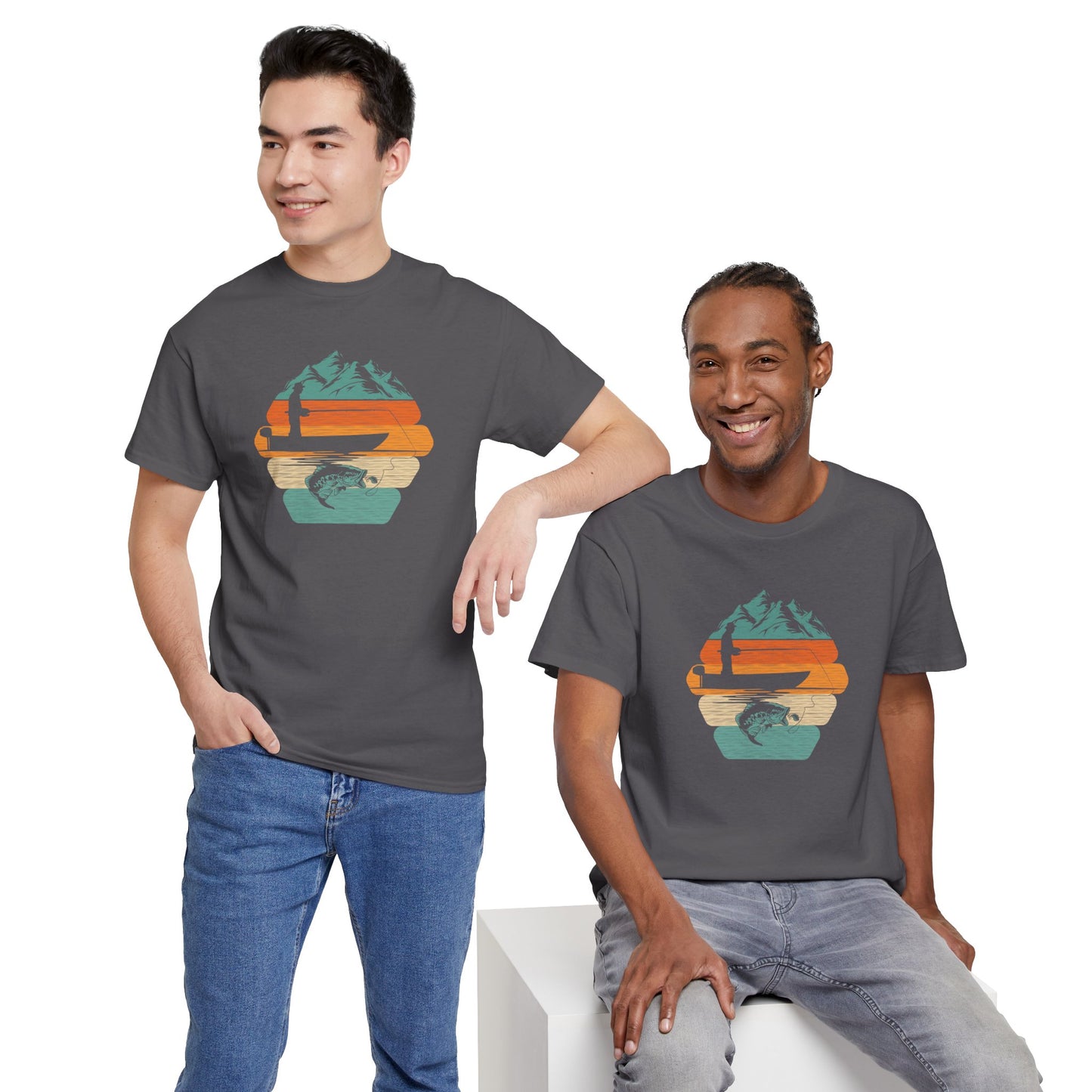Retro Mountain Surf Tee — Vintage Sunset Waves Nature T-Shirt