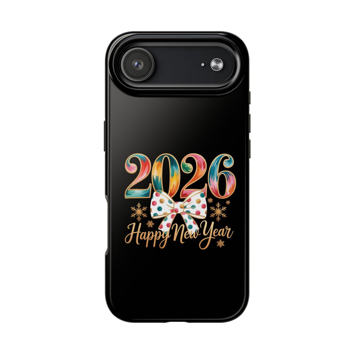 2026 Happy New Year Phone Case | Colorful Numbers, Polka Dot Bow, Sparkles