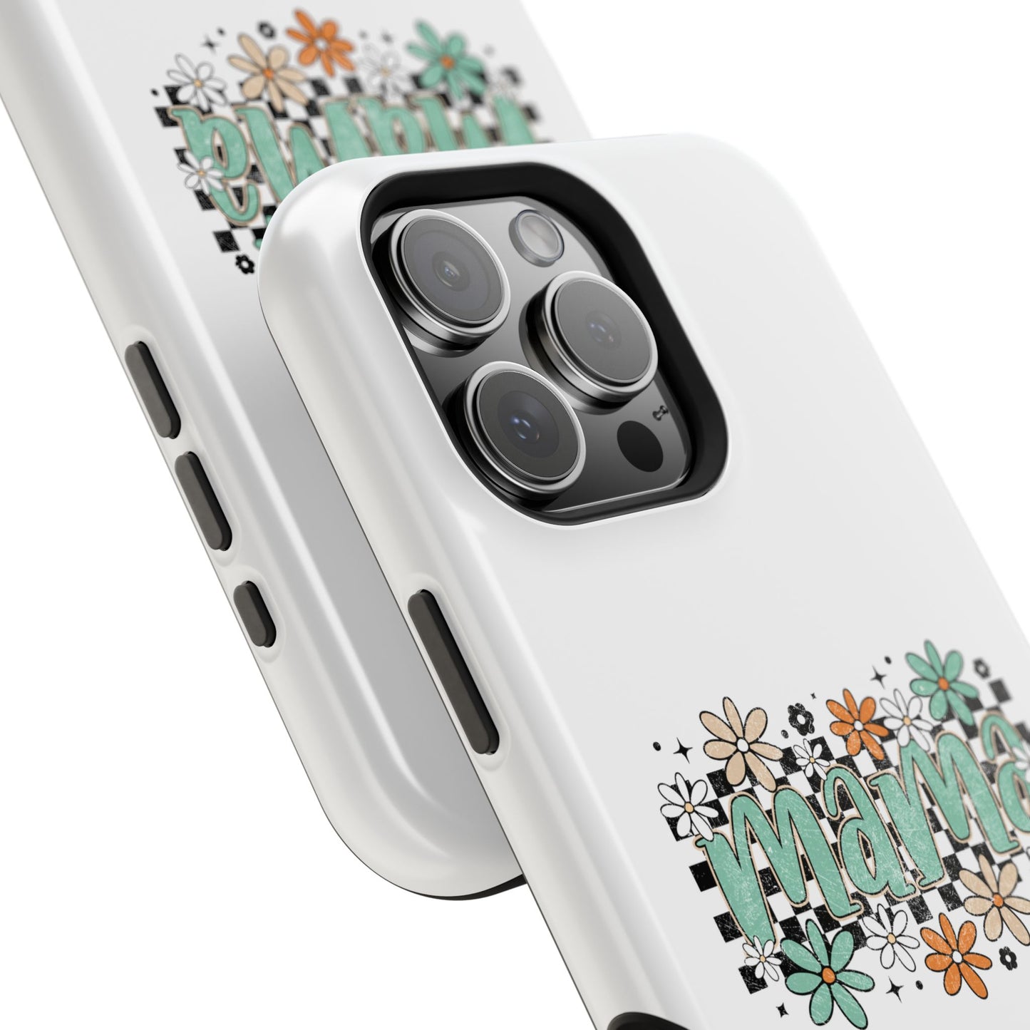 Mama floral checkerboard phone case | Magnetic impact-resistant case