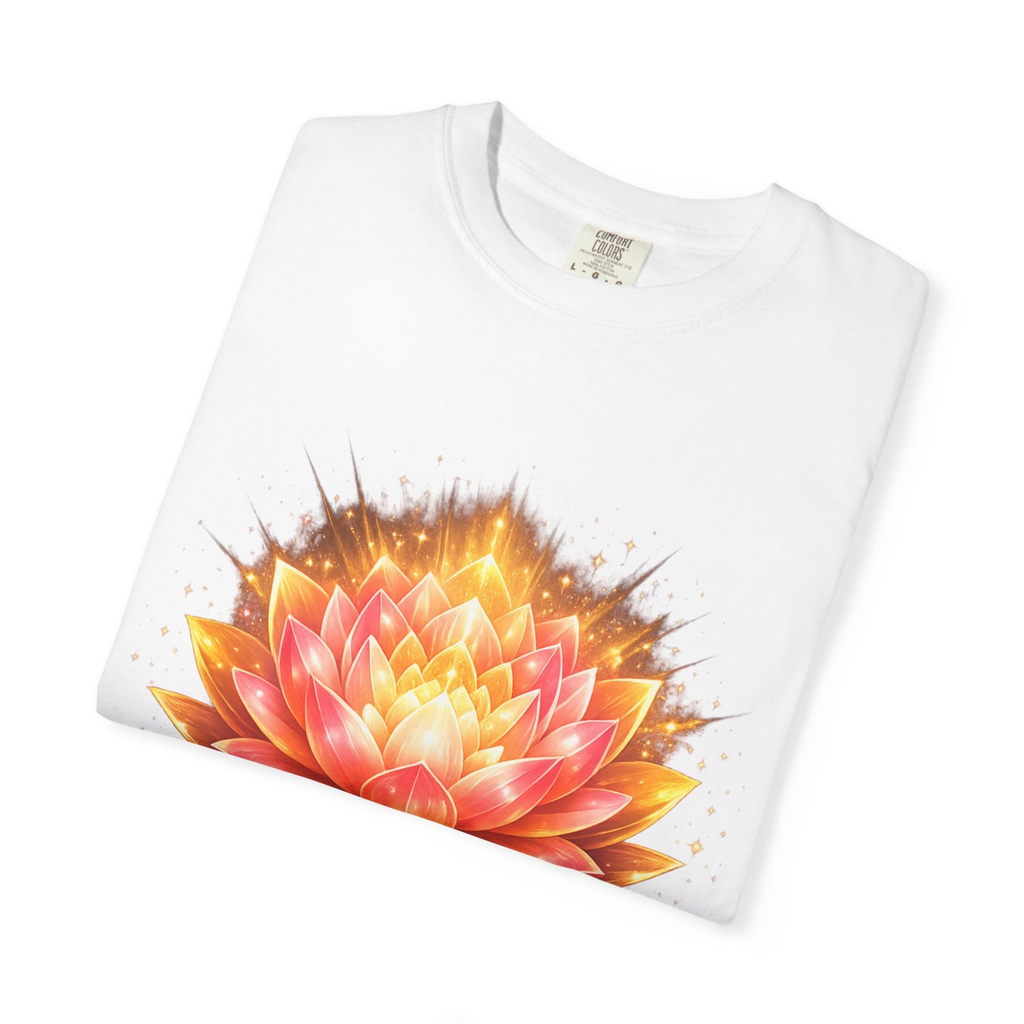 Lotus Bloom Graphic T-Shirt — Golden Floral Mandala Tee