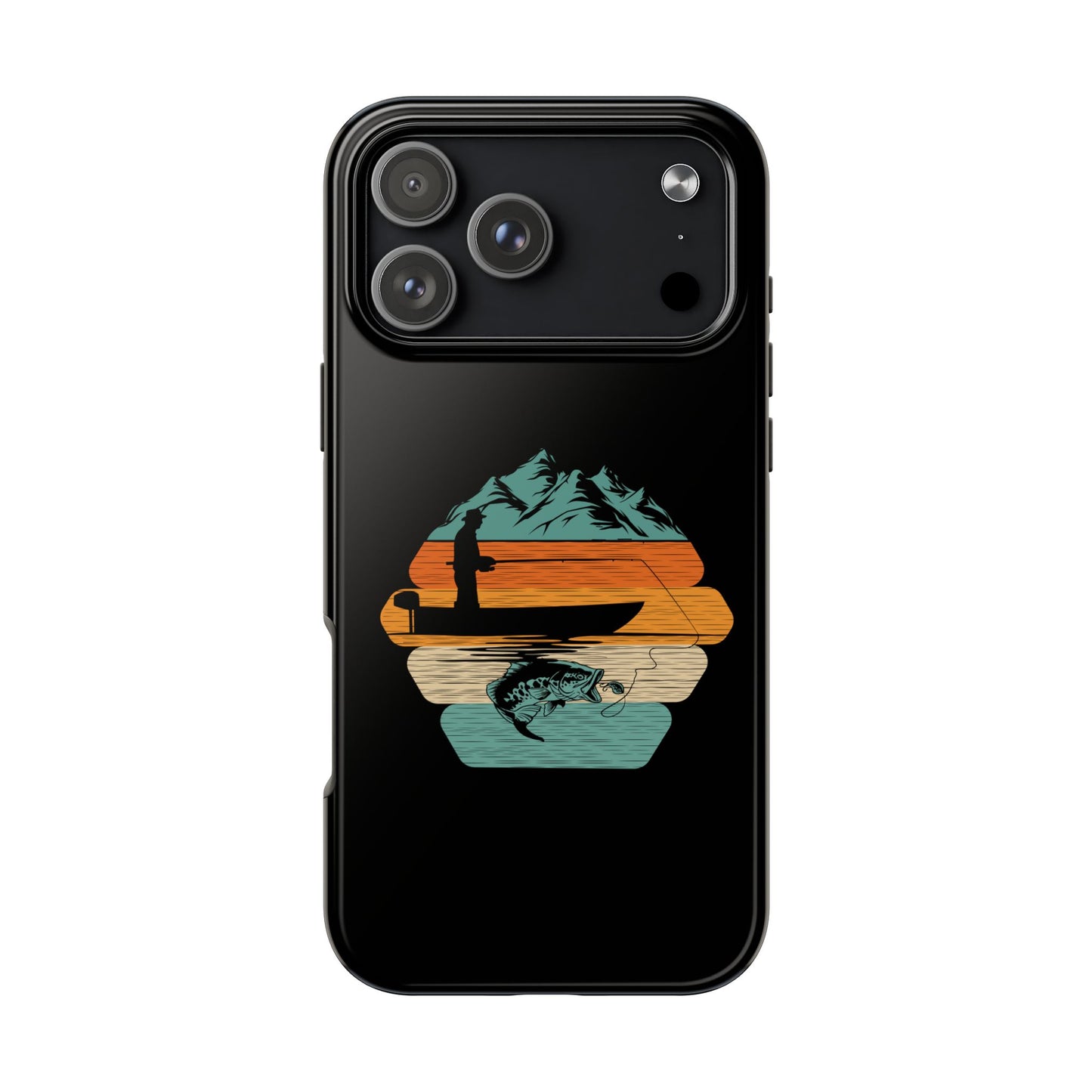 Retro Fishing Sunset Phone Case | Bass Boat Angler Design