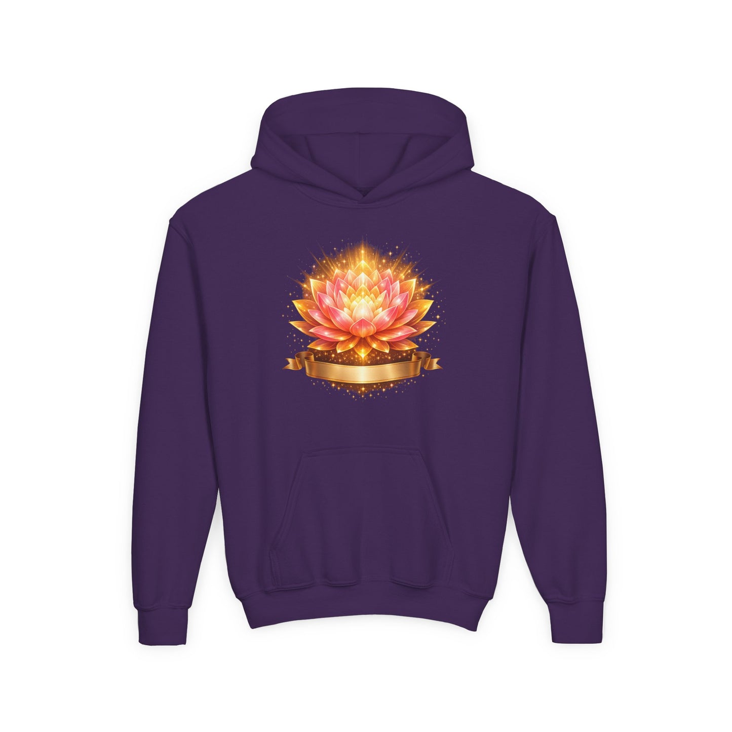 Youth Hoodie — Golden Lotus Meditation Graphic