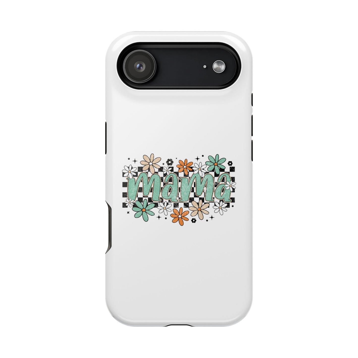 Mama floral checkerboard phone case | Magnetic impact-resistant case