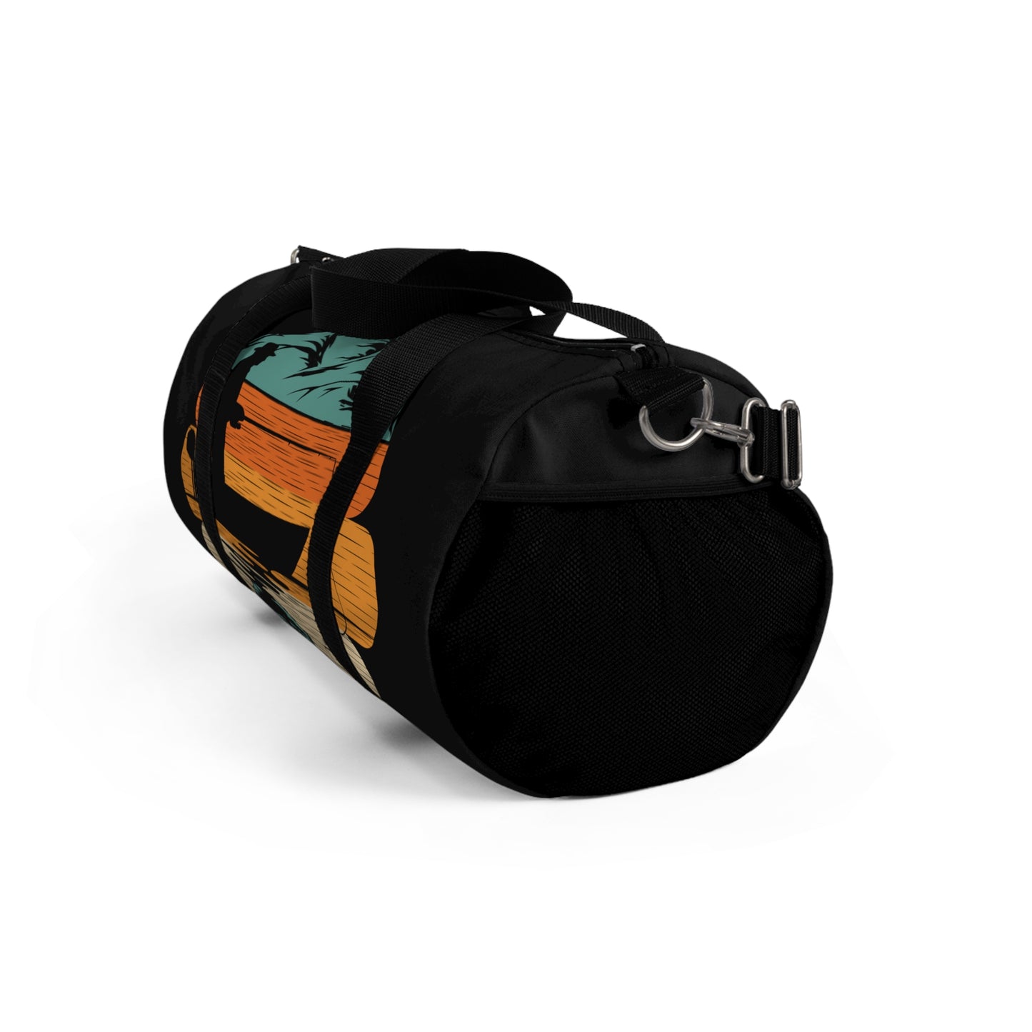Retro Fishing Scene Duffel Bag | Vintage Boat Bass Graphic