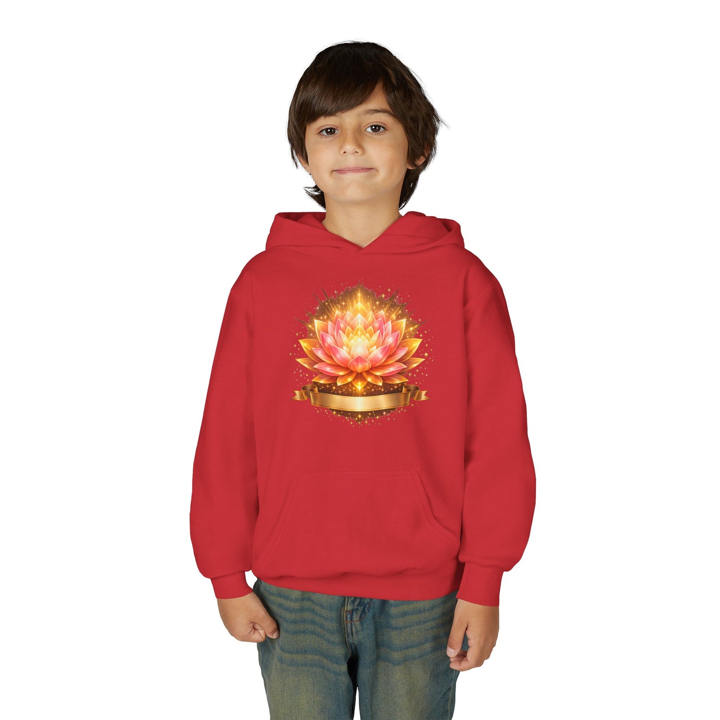 Youth Hoodie — Golden Lotus Meditation Graphic