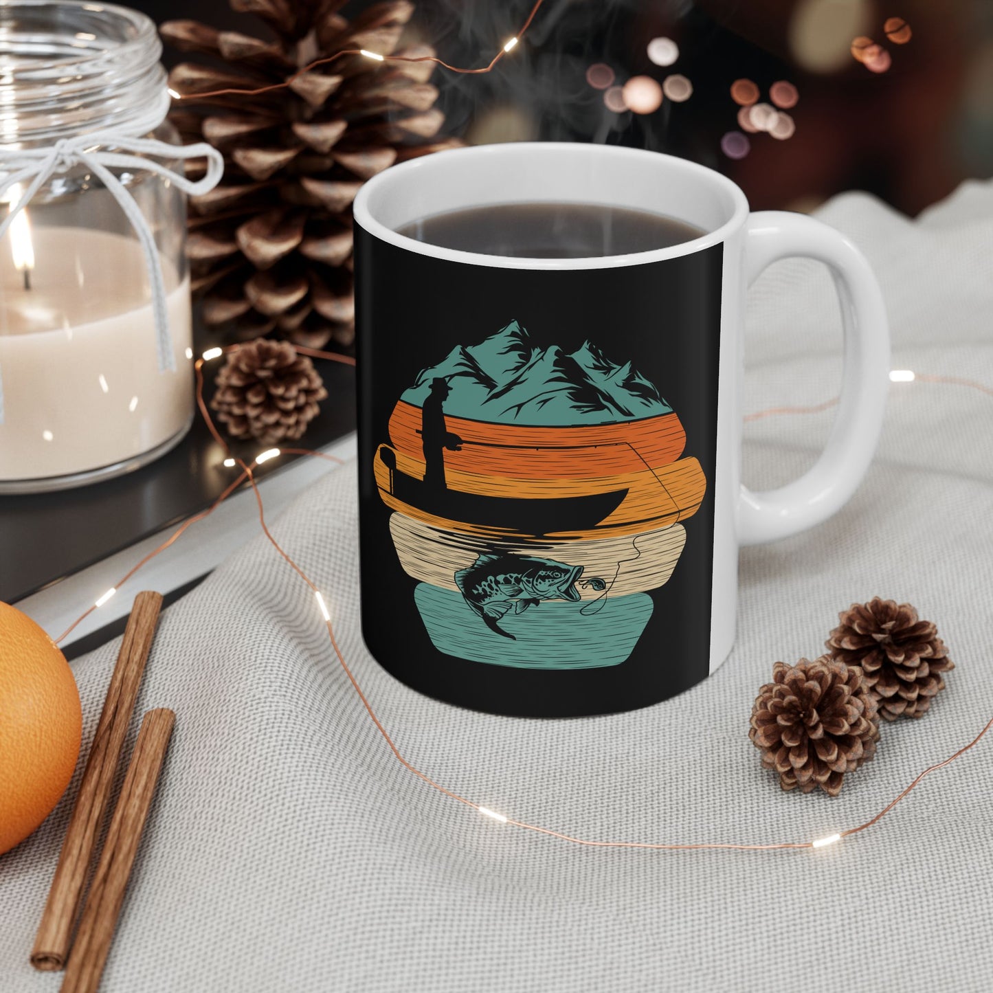 Retro Stacked Pumpkins Mug | Halloween Fall Ceramic Coffee Cup