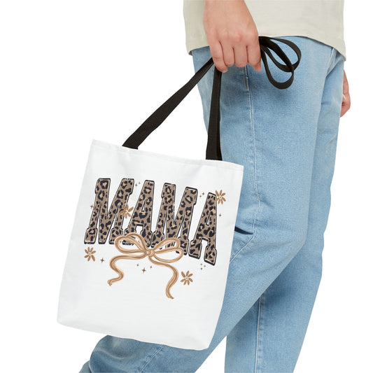 Leopard Print MAMA Script Tote Bag | Mama Tote