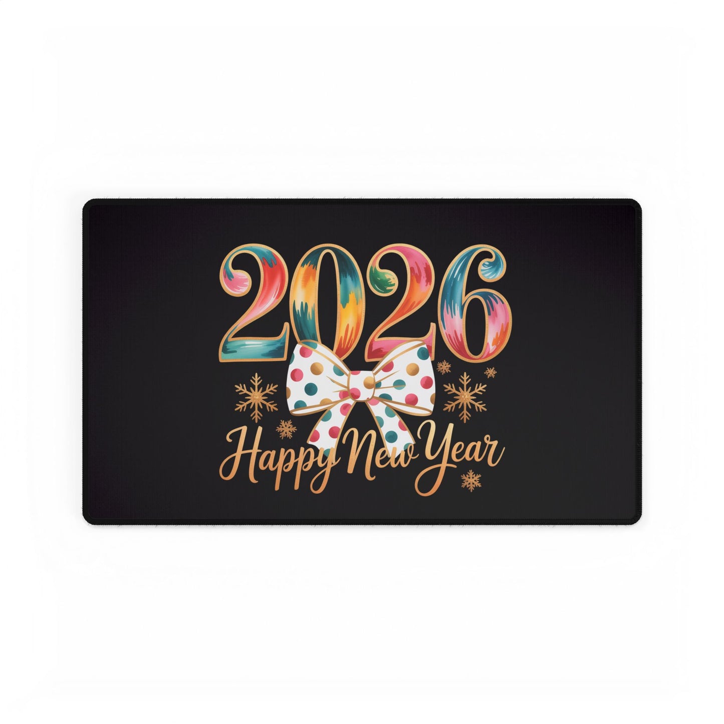 2026 Happy New Year bow Desk Mat | New Year Celebration mousepad