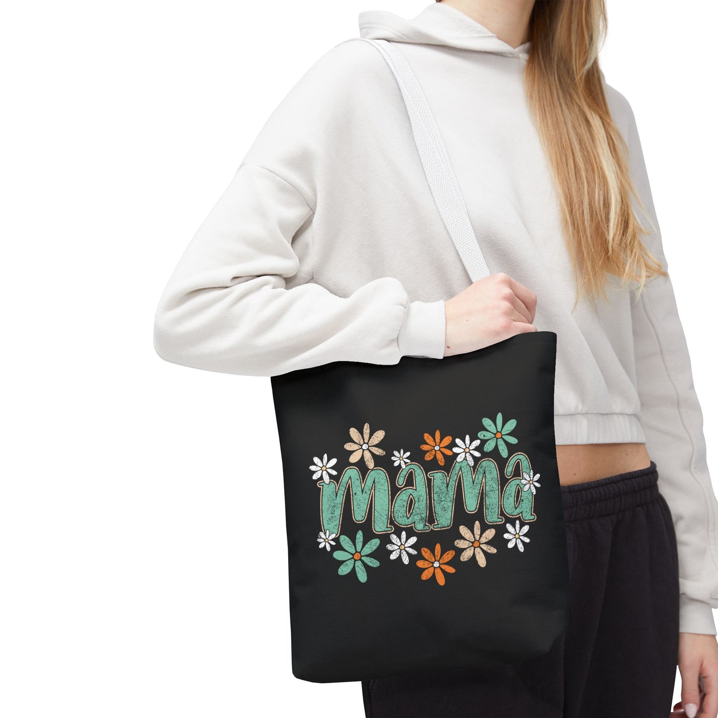Mama floral script Tote Bag | daisy flower design