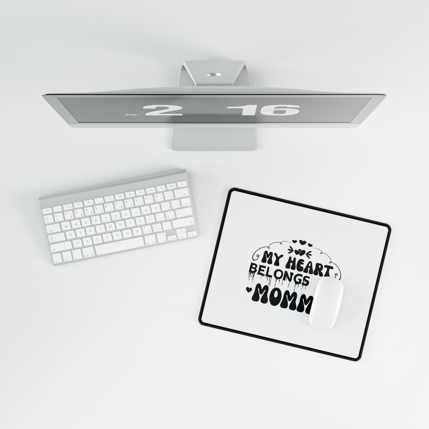 My Heart Belongs to Mommy Desk Mat | Heart Typography Mouse Pad