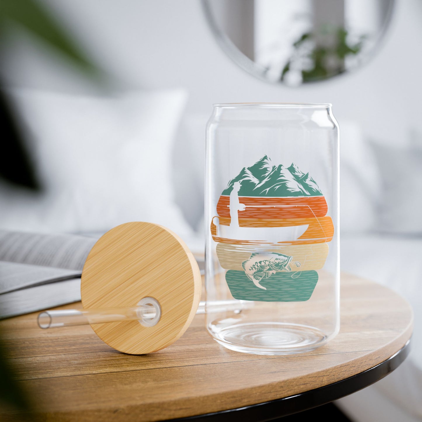 Retro Sunset Mountain Sipper Glass | 16oz
