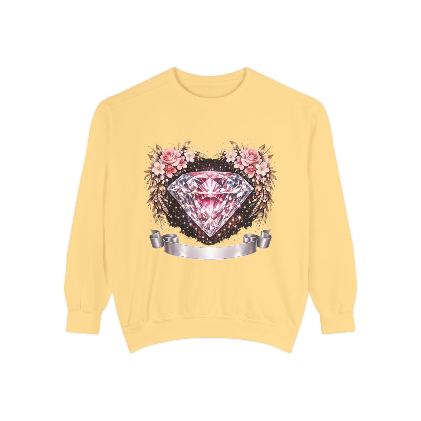 Diamond Floral Sweatshirt — Pink Gem Graphic Crewneck