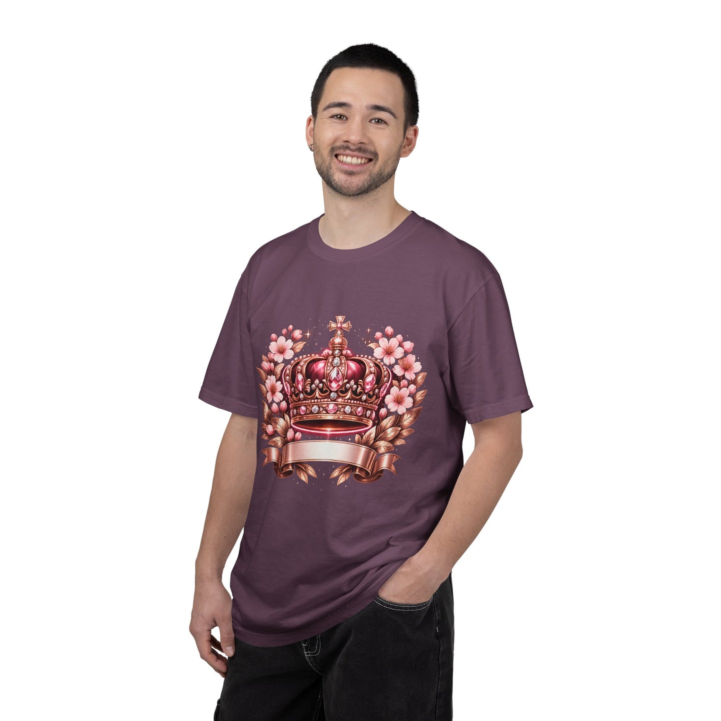 Pink Floral Crown T-Shirt — Royal Blossom Graphic Tee