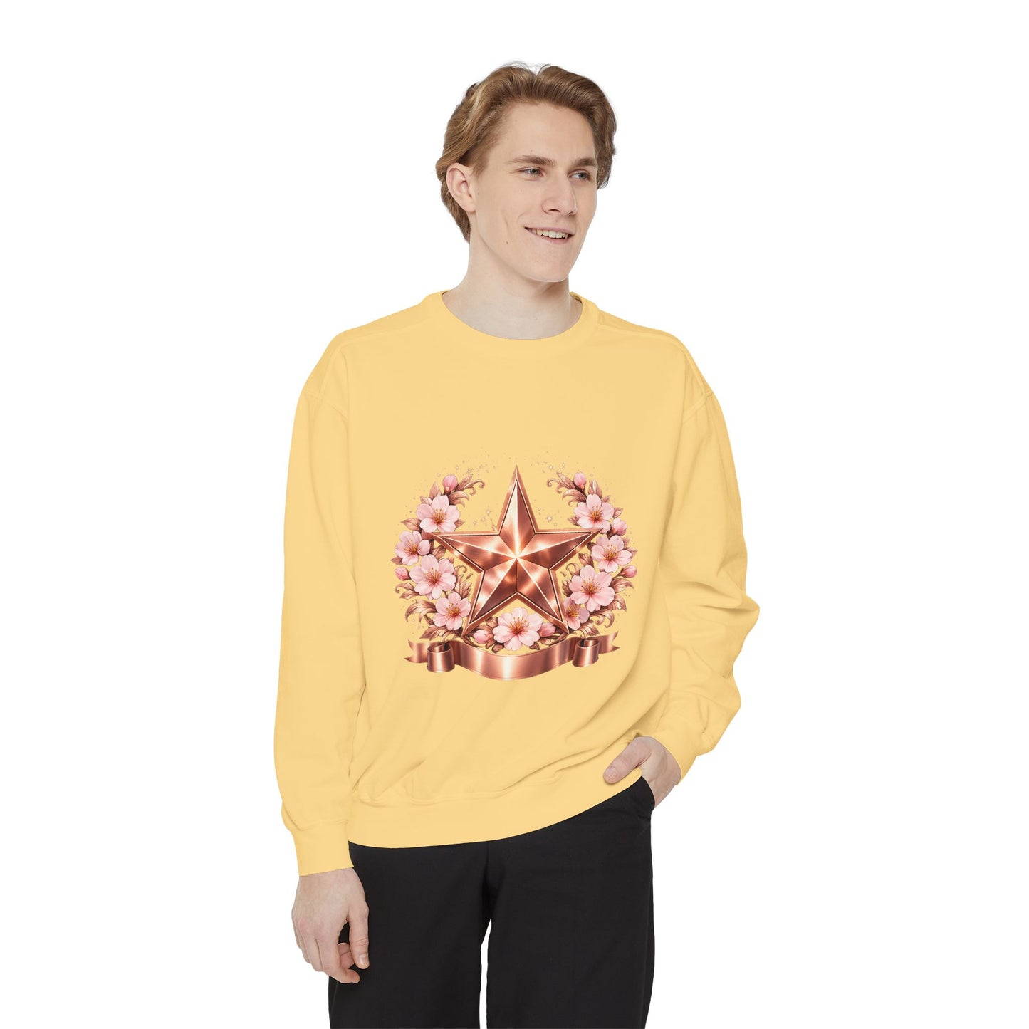 Rose Gold Star Floral Sweatshirt