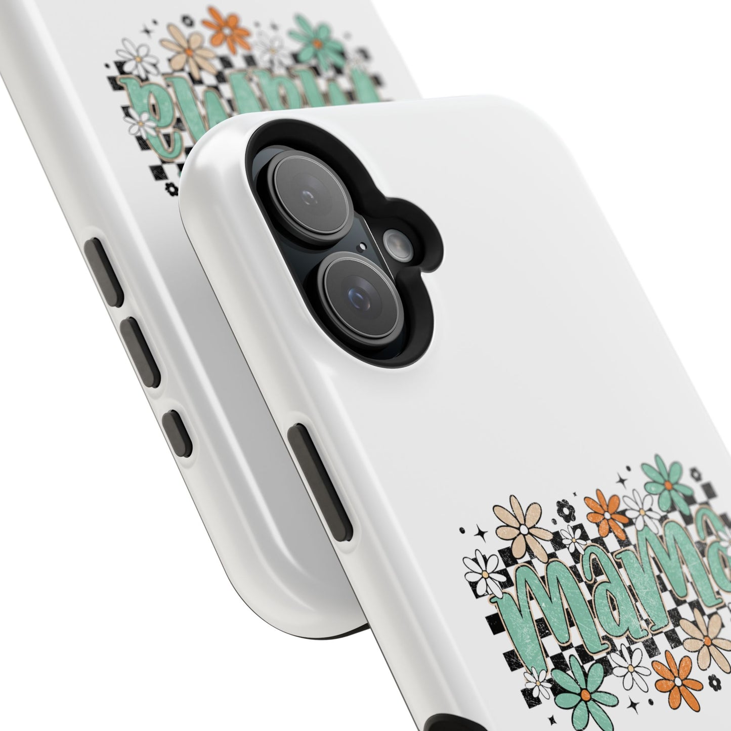Mama floral checkerboard phone case | Magnetic impact-resistant case