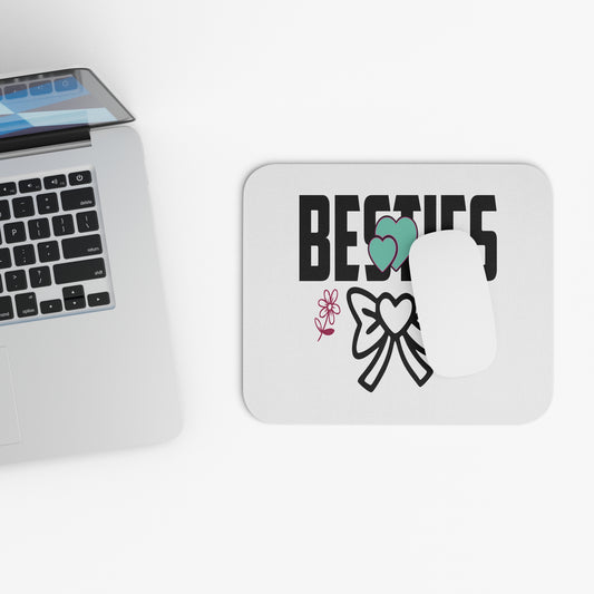 Besties Mouse Pad | Heart Bow Floral Friendship Desk Accessory