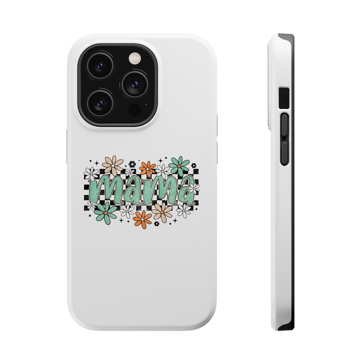 Mama floral checkerboard phone case | Magnetic impact-resistant case