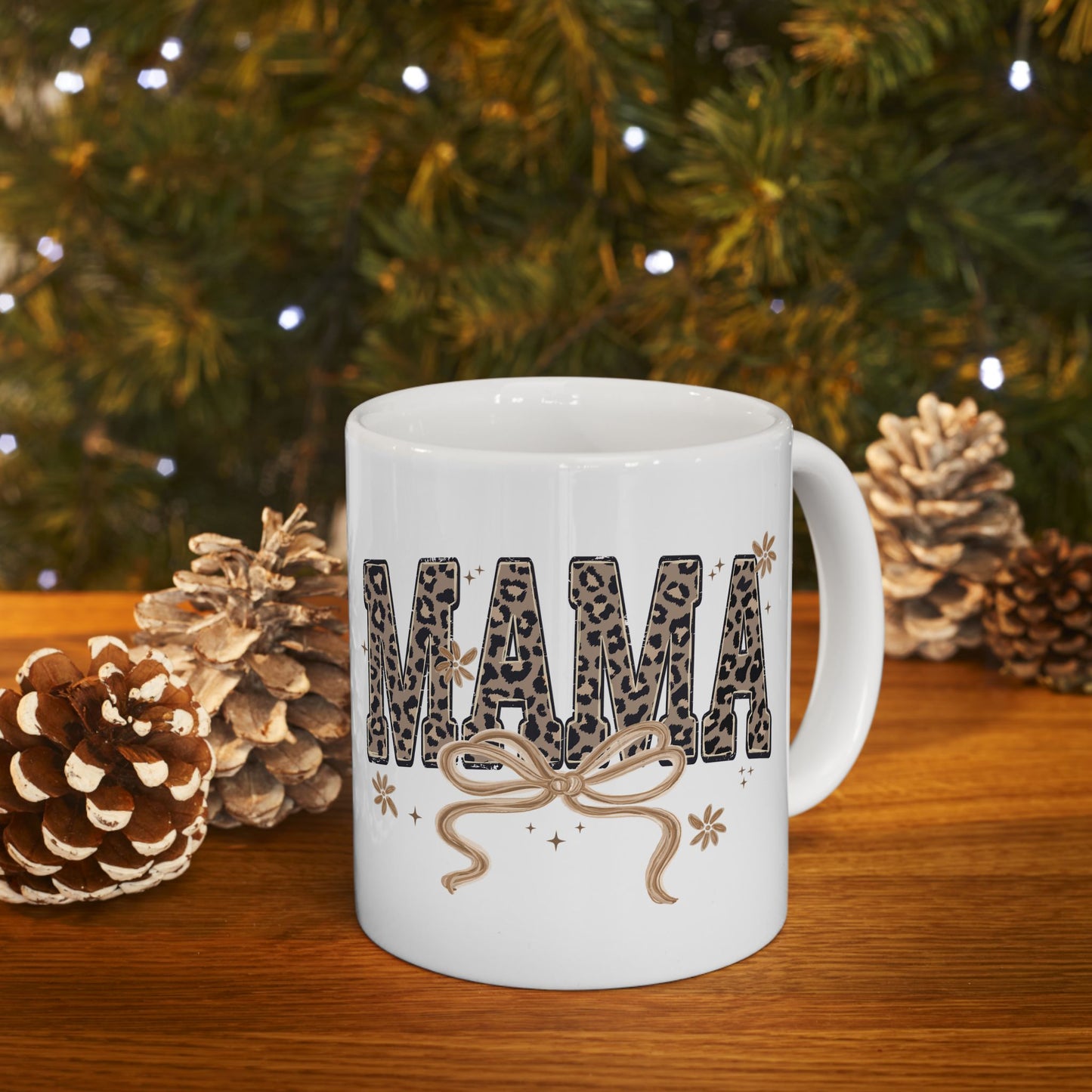 Mama Leopard Print Typography Mug | Ceramic Coffee Cup 11oz 15oz