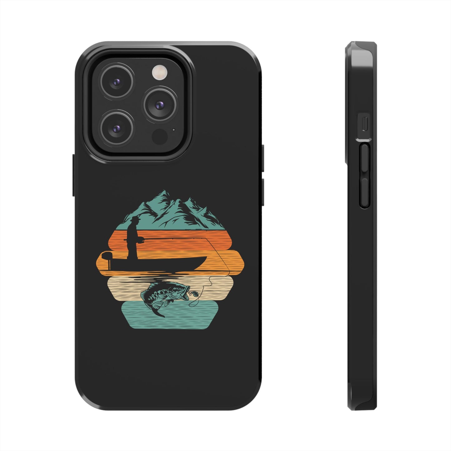 Retro Fishing Sunset Phone Case | Bass Boat Angler Design