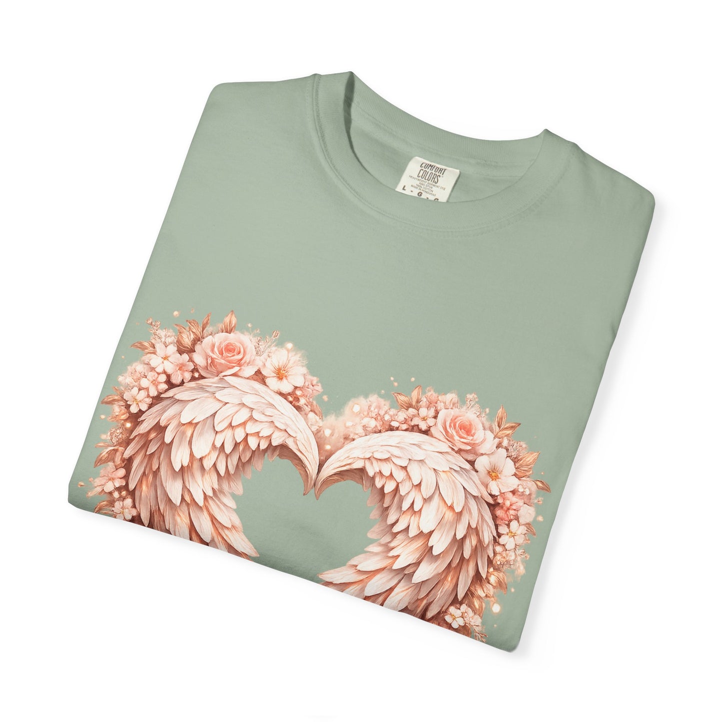 Angel Wing Heart T-Shirt — Floral Ribbon Love Graphic Tee