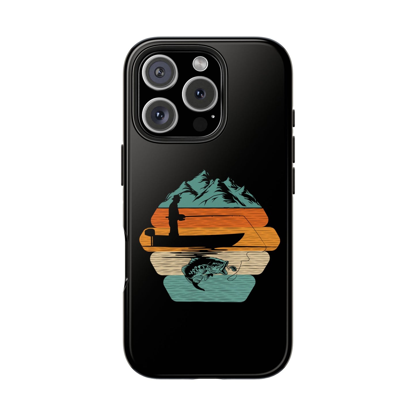 Retro Fishing Sunset Phone Case | Bass Boat Angler Design