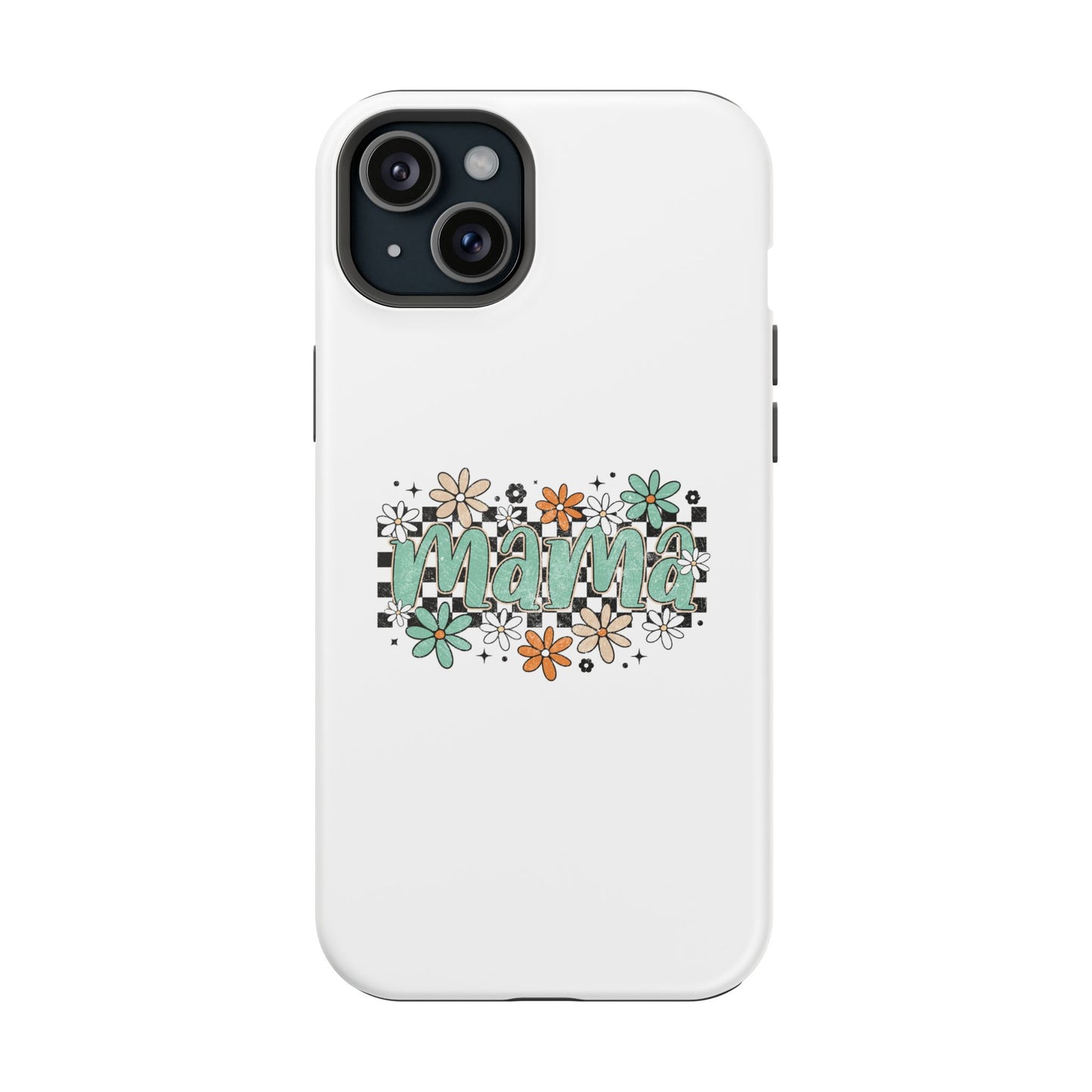 Mama floral checkerboard phone case | Magnetic impact-resistant case