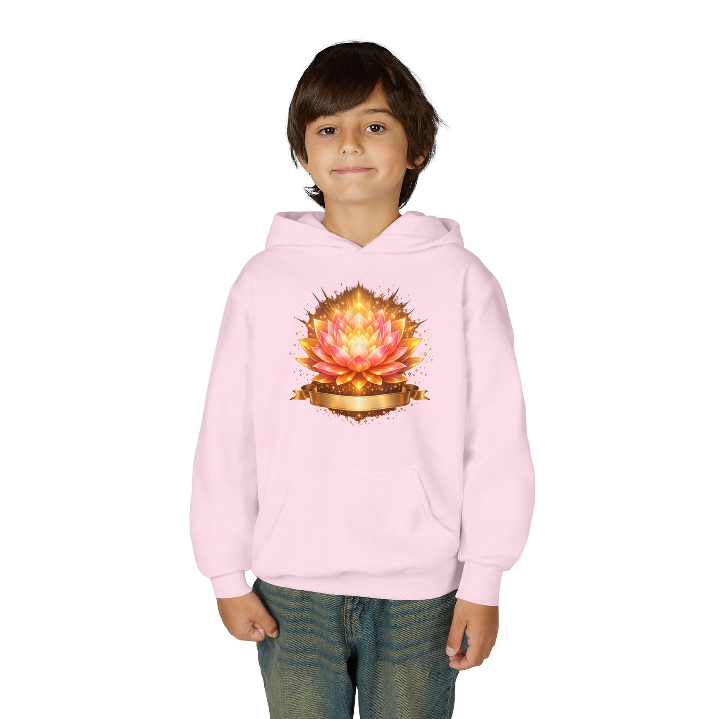 Youth Hoodie — Golden Lotus Meditation Graphic