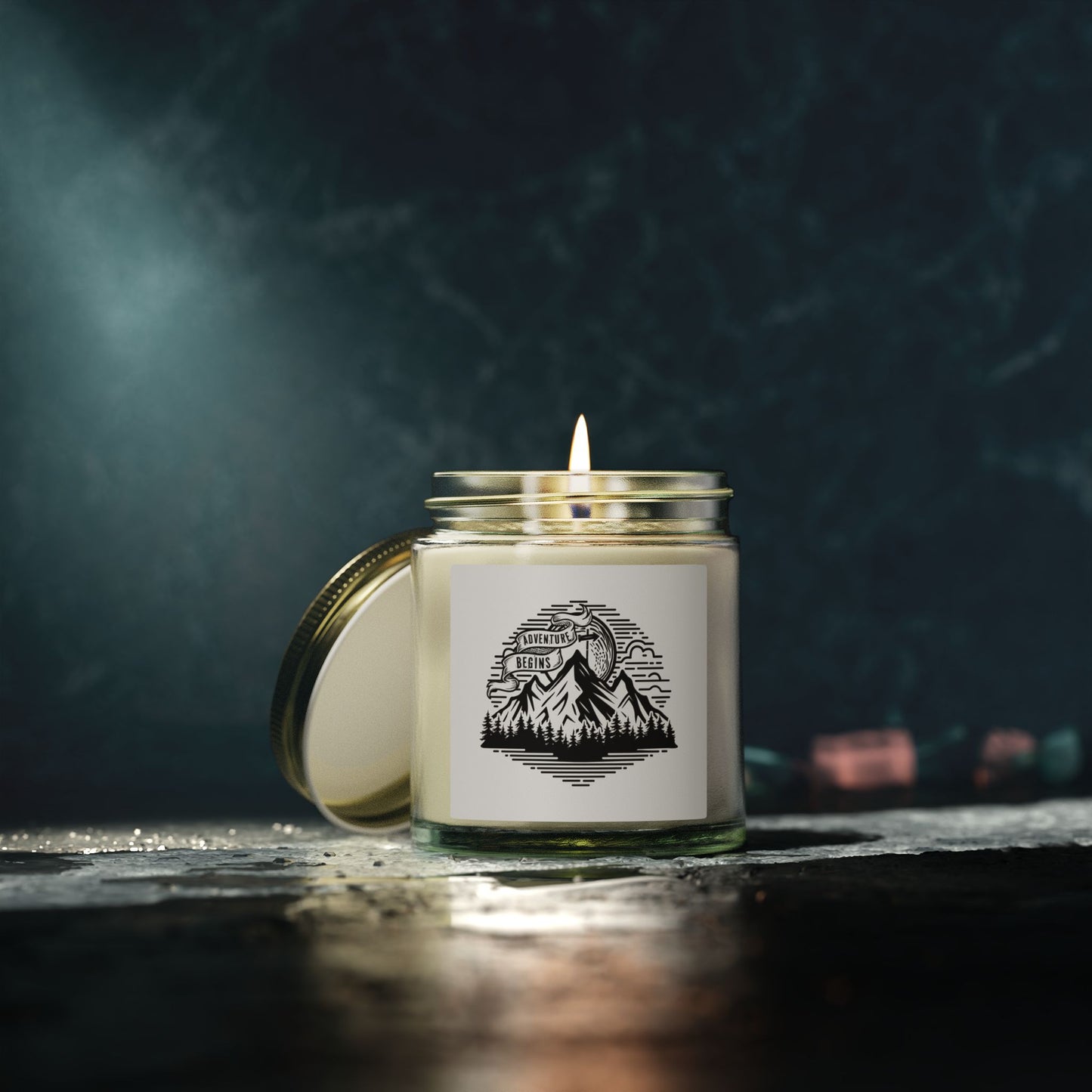 Mountain Adventure Candle Coconut Apricot Wax 4oz 9oz | Travel Illustration