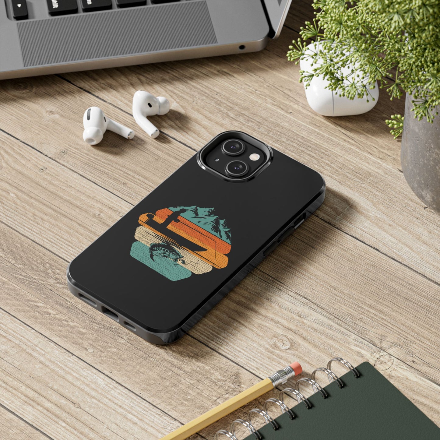 Retro Fishing Sunset Phone Case | Bass Boat Angler Design