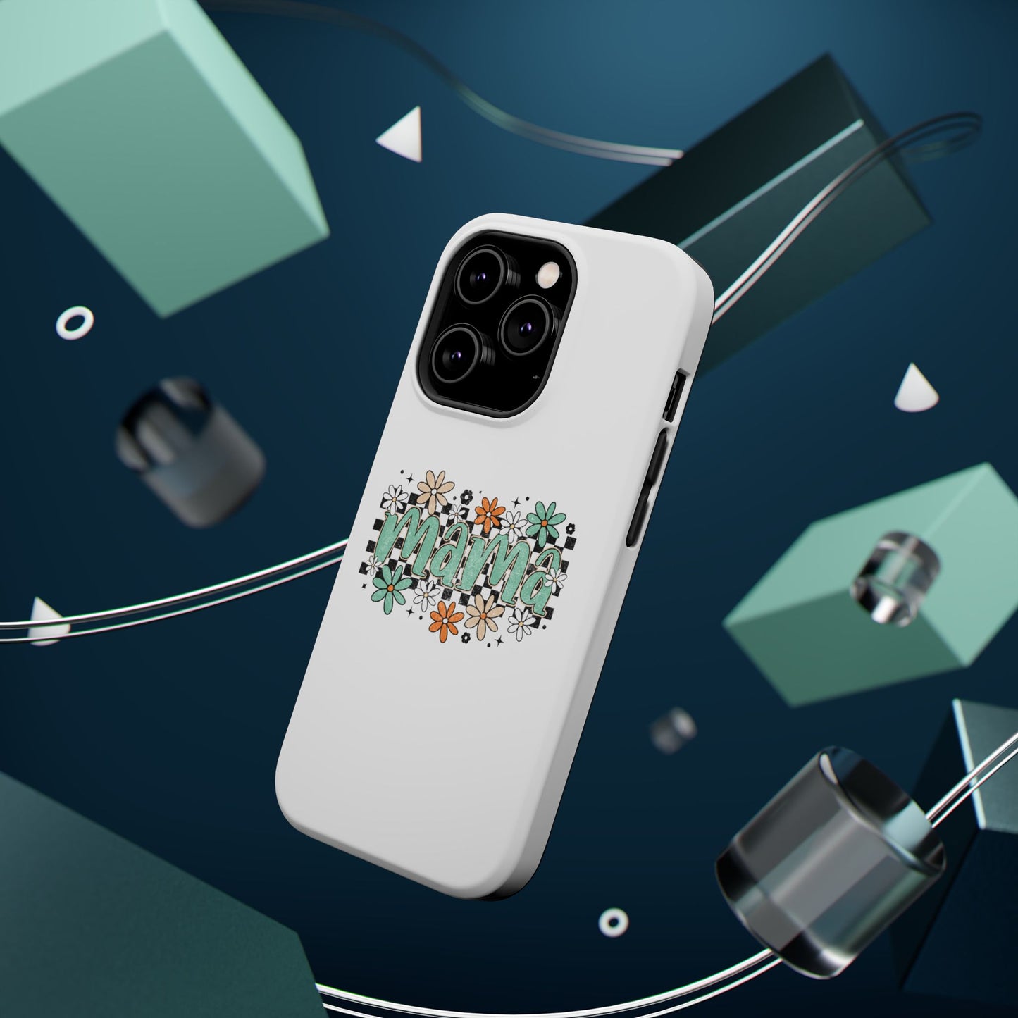 Mama floral checkerboard phone case | Magnetic impact-resistant case