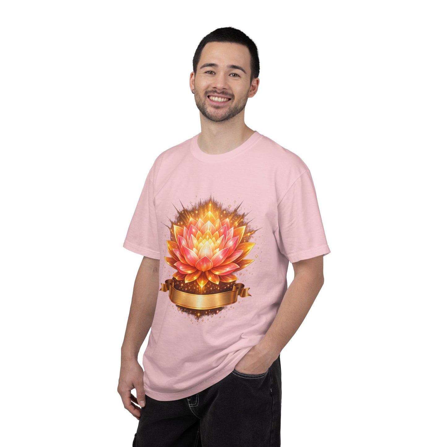 Lotus Bloom Graphic T-Shirt — Golden Floral Mandala Tee