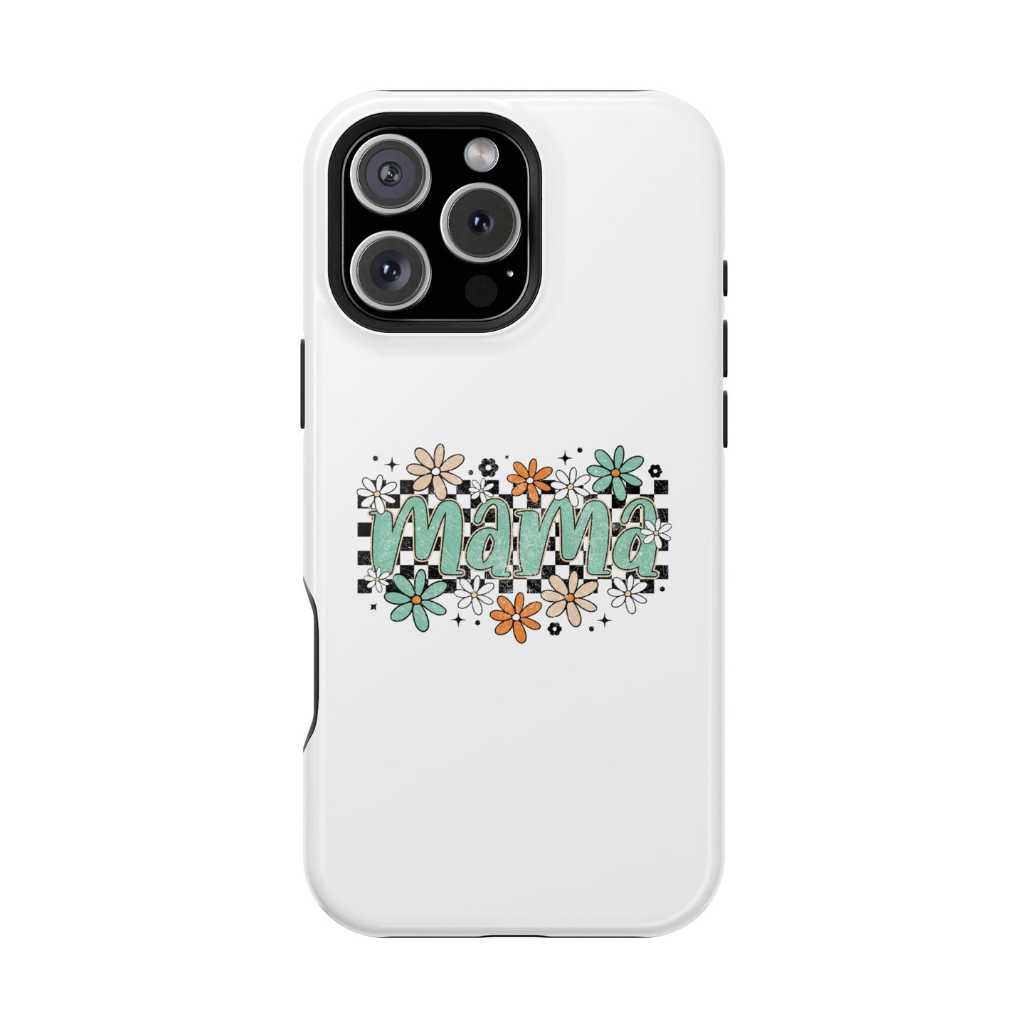 Mama floral checkerboard phone case | Magnetic impact-resistant case