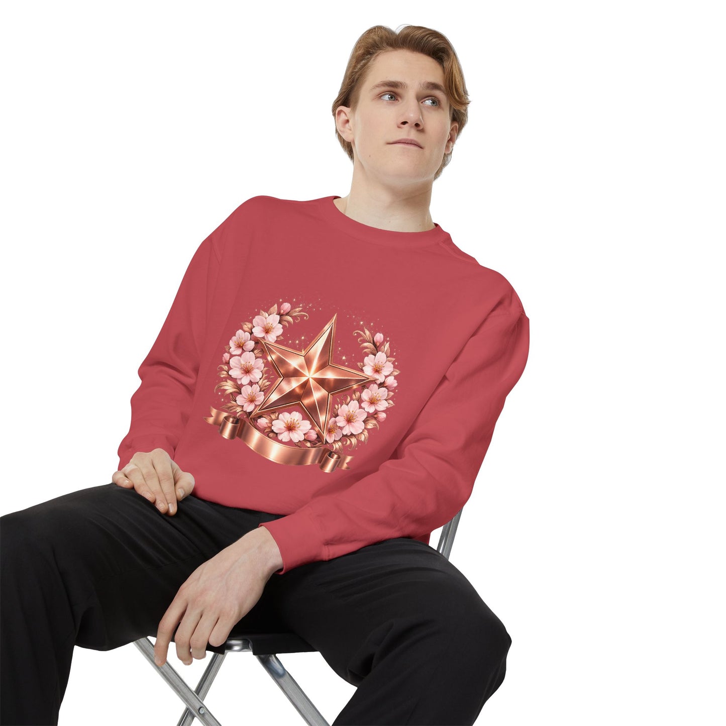 Rose Gold Star Floral Sweatshirt