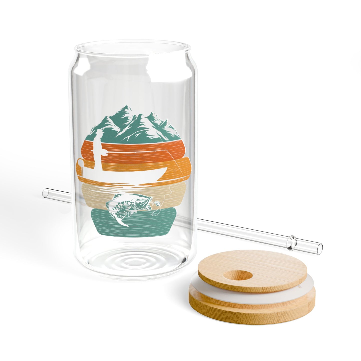 Retro Sunset Mountain Sipper Glass | 16oz
