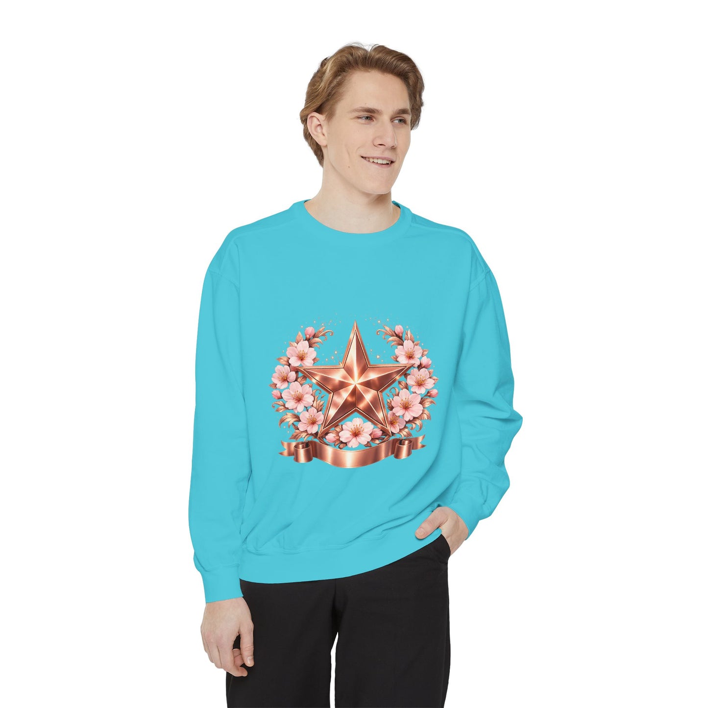 Rose Gold Star Floral Sweatshirt