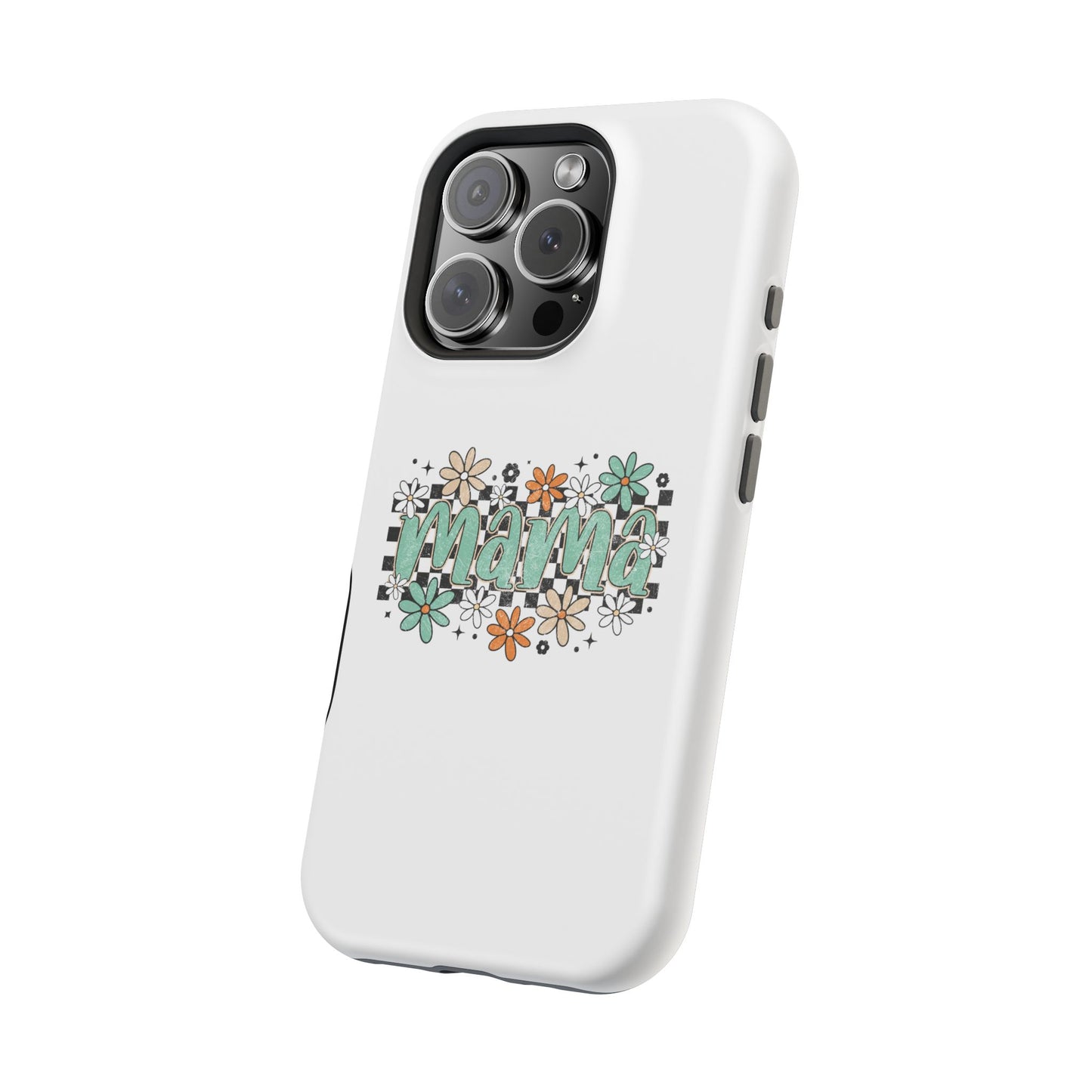 Mama floral checkerboard phone case | Magnetic impact-resistant case