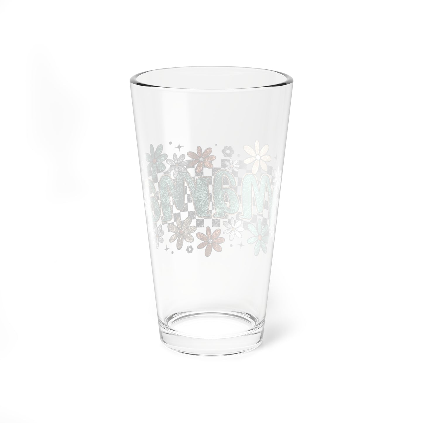 Mama Floral Script Mixing Glass | 16oz Flower Pattern Pint Glass