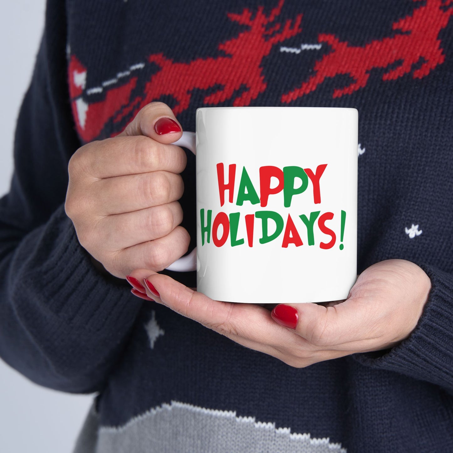 Happy Holidays Mug | Christmas Red Green Holiday Ceramic Mug