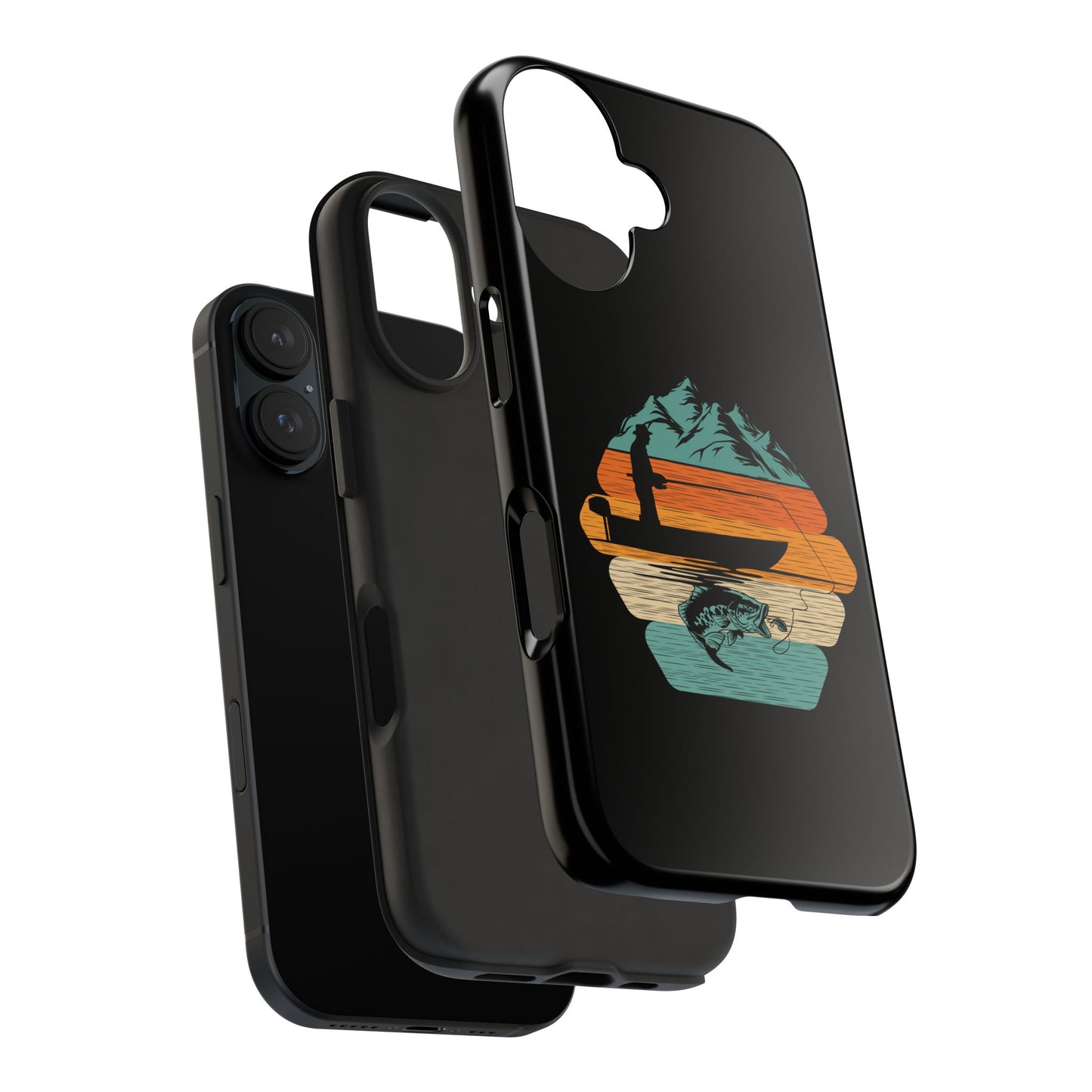 Retro Fishing Sunset Phone Case | Bass Boat Angler Design