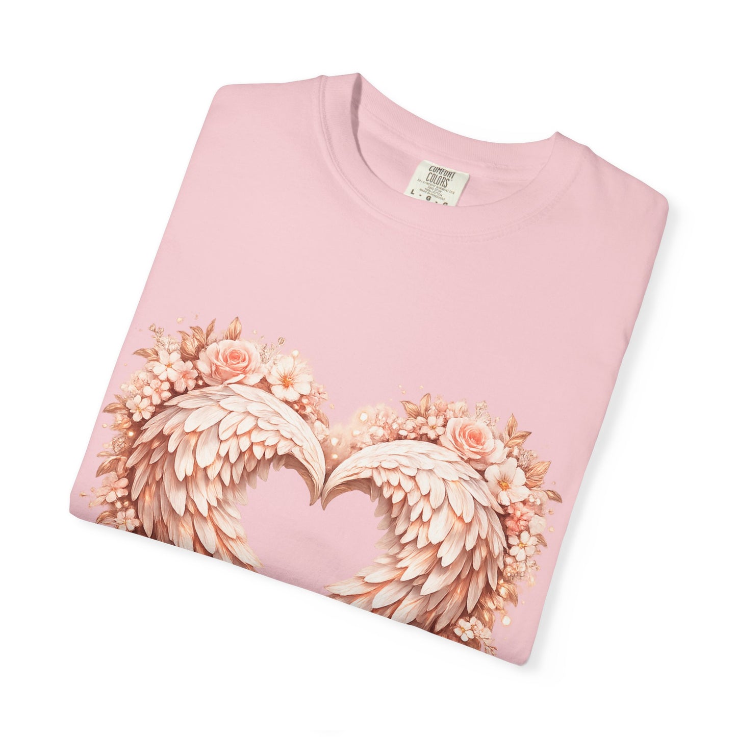 Angel Wing Heart T-Shirt — Floral Ribbon Love Graphic Tee