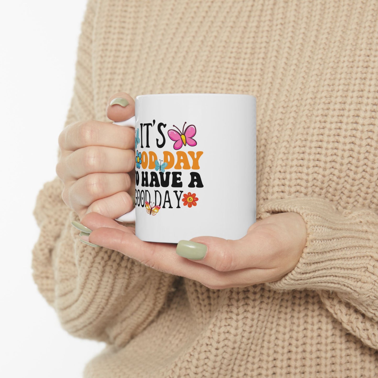Good Day To Be A Grandma Mug | Floral Butterflies Ceramic Coffee Cup