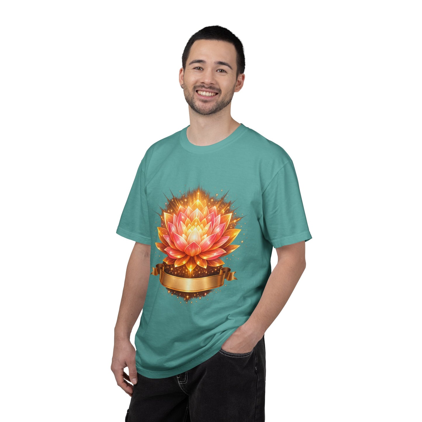 Lotus Bloom Graphic T-Shirt — Golden Floral Mandala Tee