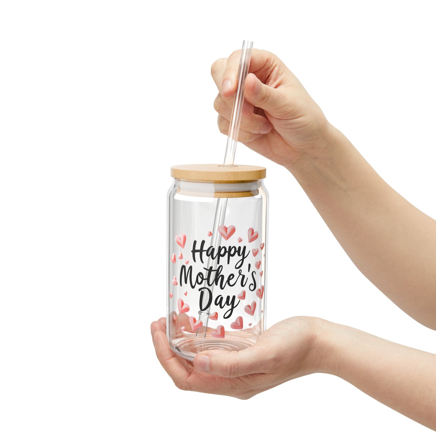 Happy Mother's Day Sipper Glass | 16oz Heart Design