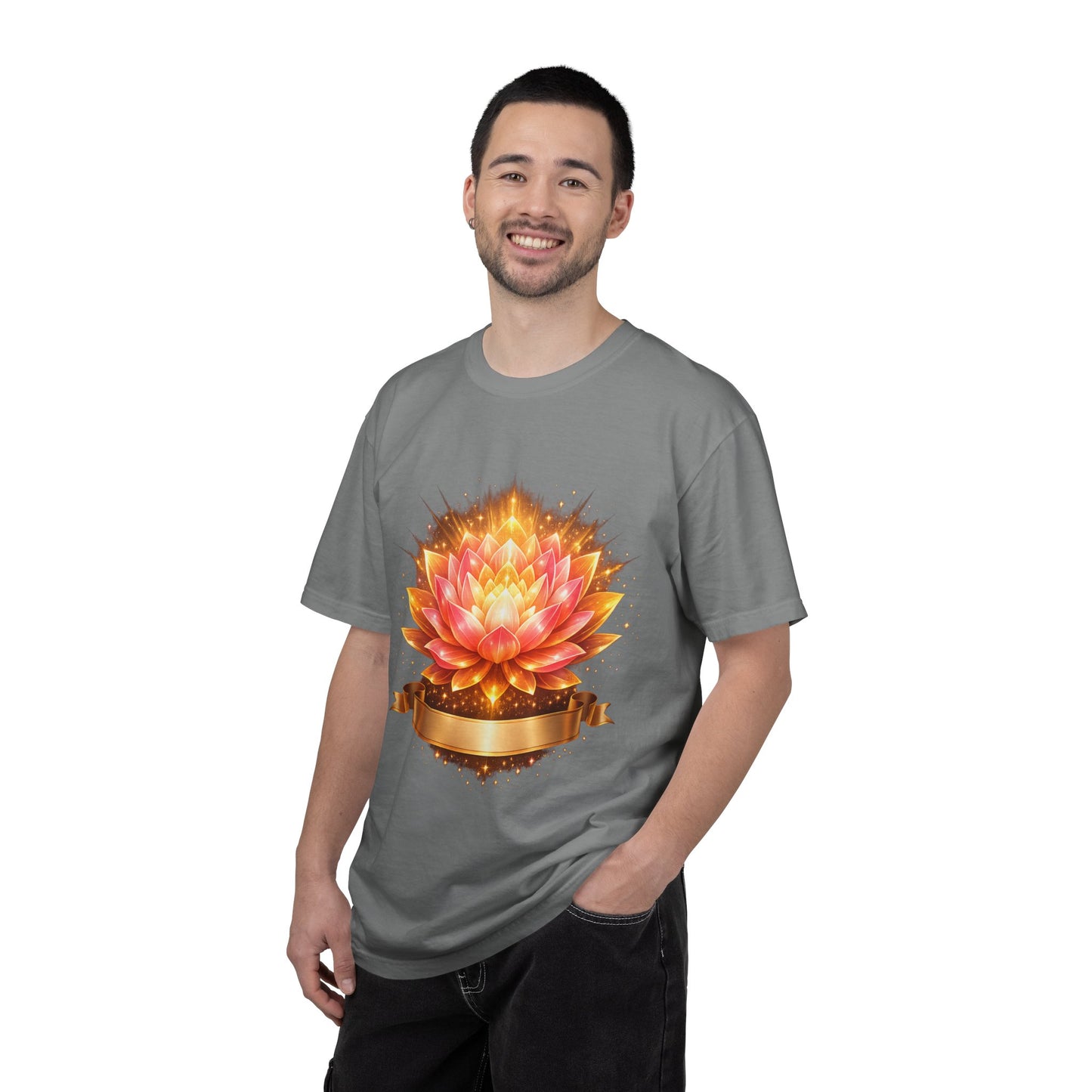 Lotus Bloom Graphic T-Shirt — Golden Floral Mandala Tee