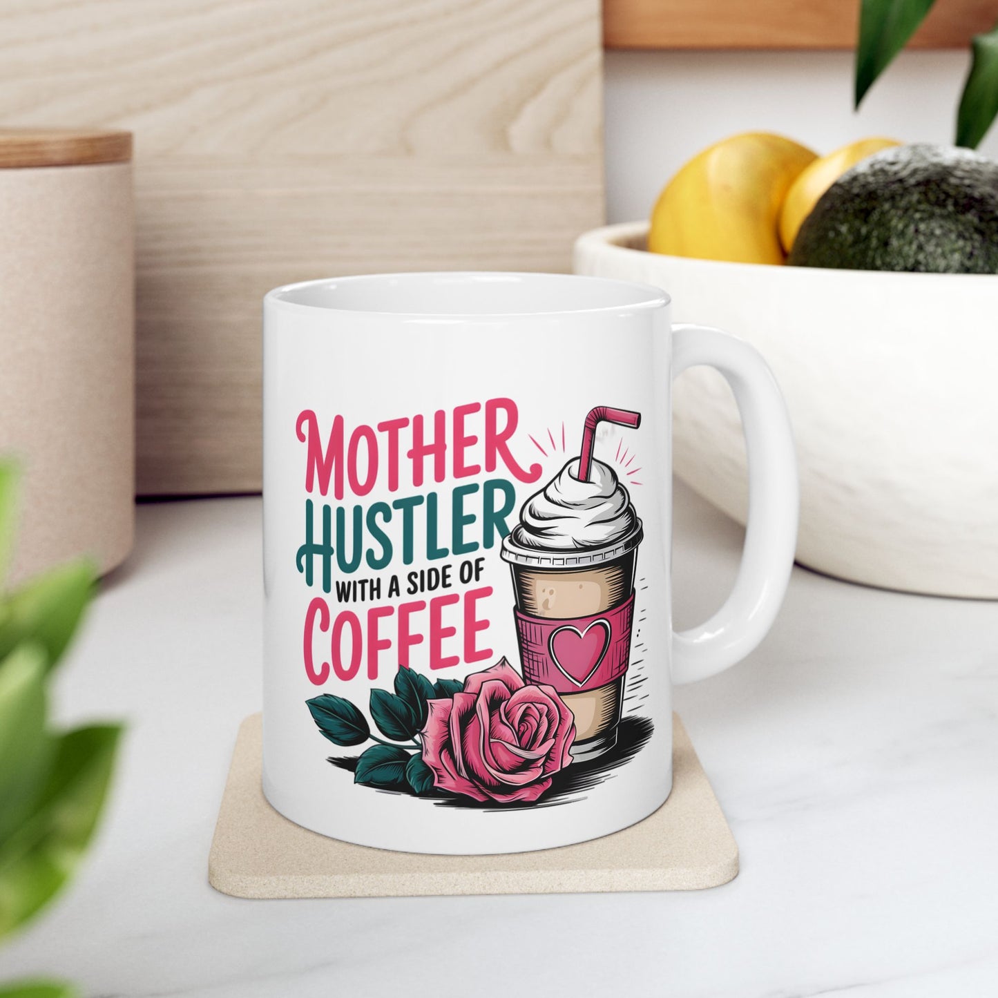 Mother Hustler With Coffee Mug | Cute Coffee Cup Illustration