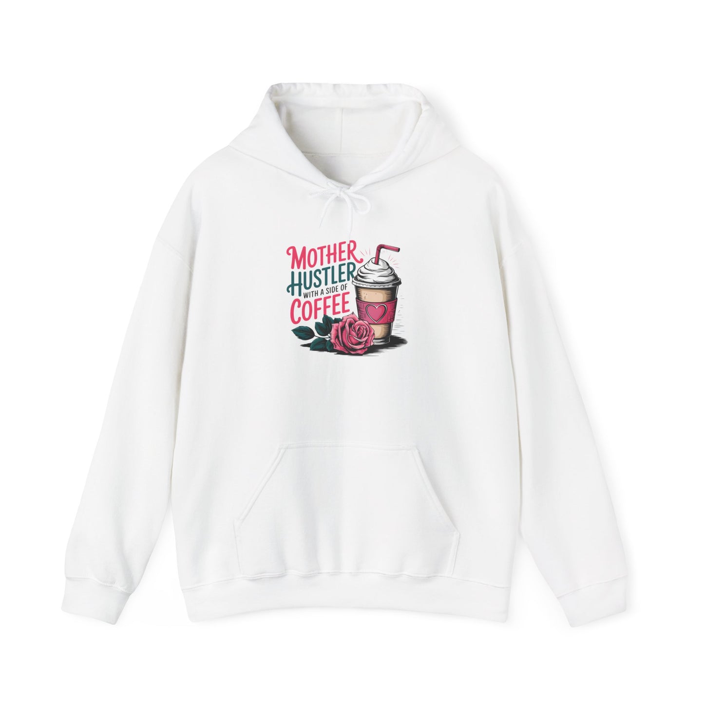 Hoodie - "Mother Hustler Coffee" Floral Coffee Cup Hooded Sweatshirt