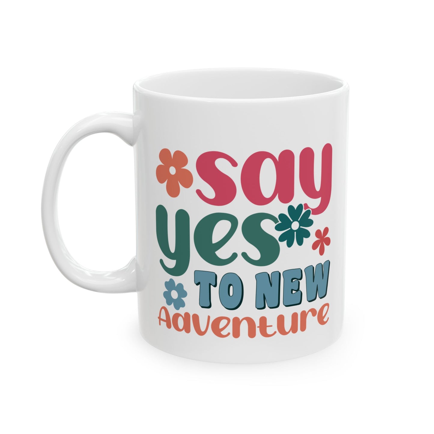 Stay Groovy You Tiny Adventure Mug | Retro Flower Typography Ceramic Mug